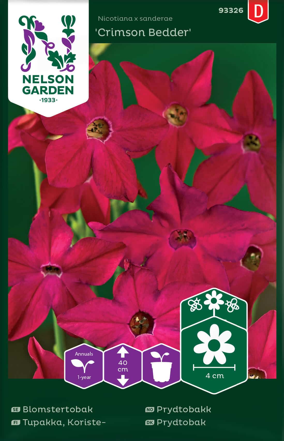 Blomstertobak, Crimson Bedder, Röd