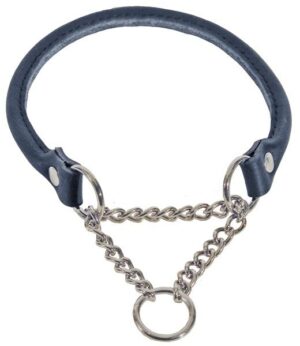 Läderhalsband rundsytt Svart halvstryp 65 cm