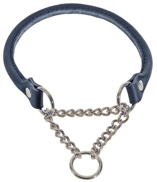 Läderhalsband rundsytt Svart halvstryp 55 cm