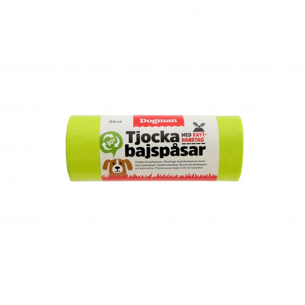 Bajspåse 50-pack m. knythandtag Lime