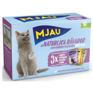 Mjau GELÈ Ox/Kyckling/Kalkon/Lamm LILA 12-pack