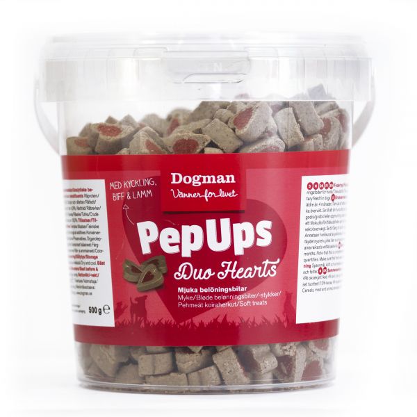 Dogman Pep Ups Duo Hearts 3-smak 500g