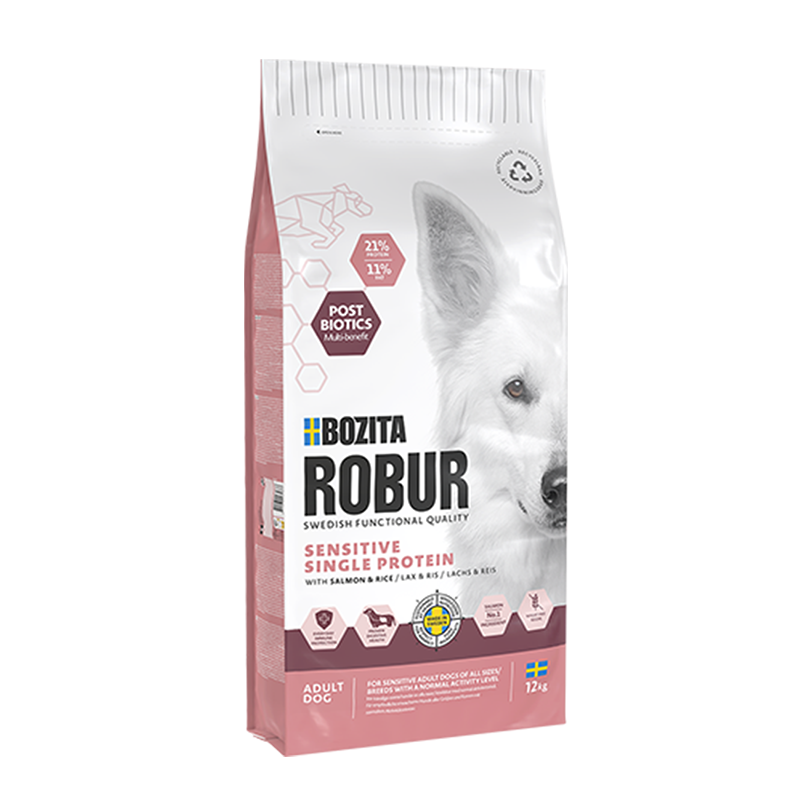 Robur Sensitive Single Prot Salm&Rice Ljusr 12kg